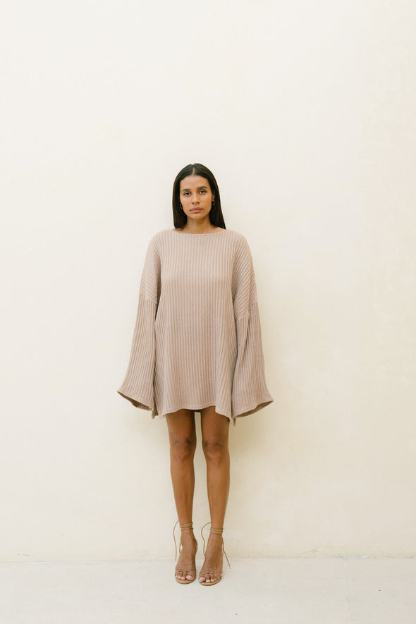 SWEATER DRESS almond