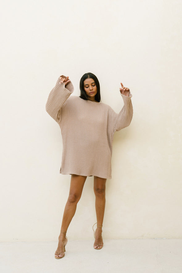 SWEATER DRESS almond