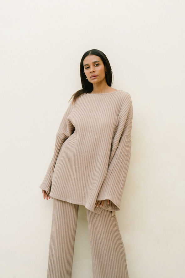 SWEATER DRESS almond